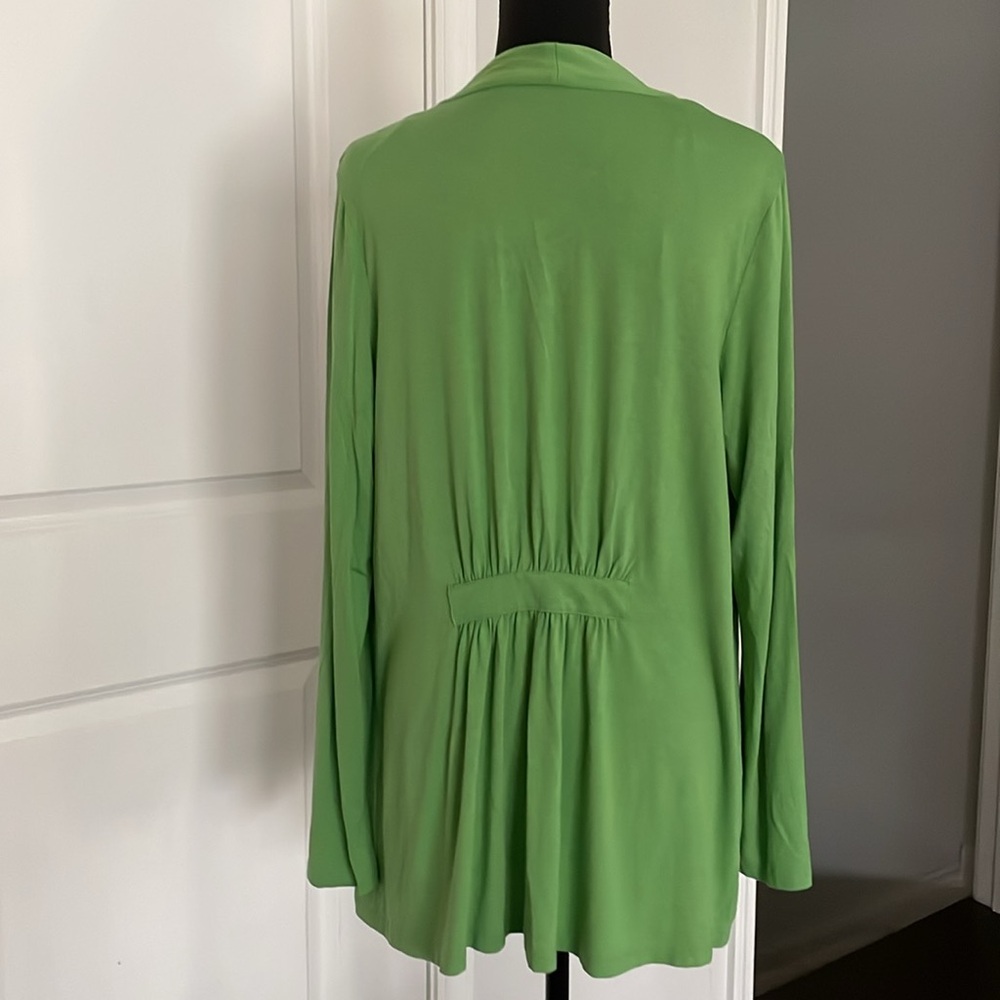 Charter Club Sweater Jacket Size L Green Fine Knit Functional Business Normcore